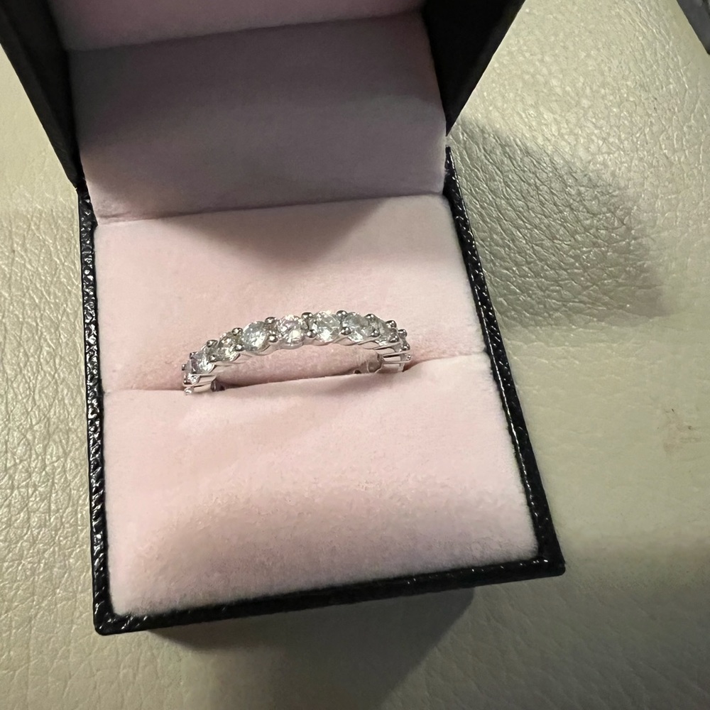 925 Sterling Silver Moissanite Diamond Full Eternity Ring